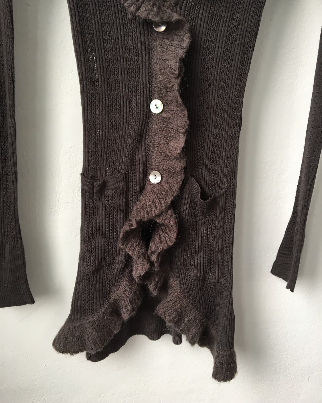 Ruffle point ribbeld woolen knit cardiga 상품이미지4