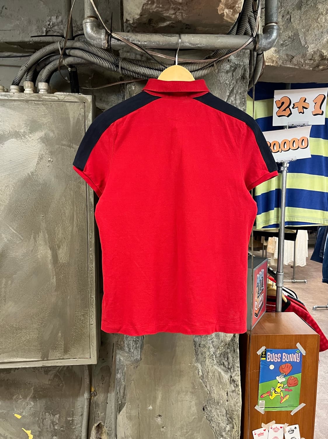  폴로 랄프로렌 배색 반팔 카라티 레드 L #csz3897 상품이미지2