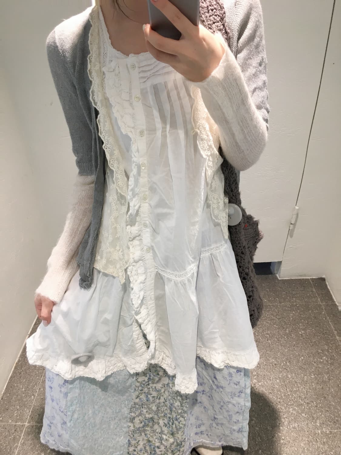 빈티지 소라 그레이 플라워 코디세트  상품이미지2