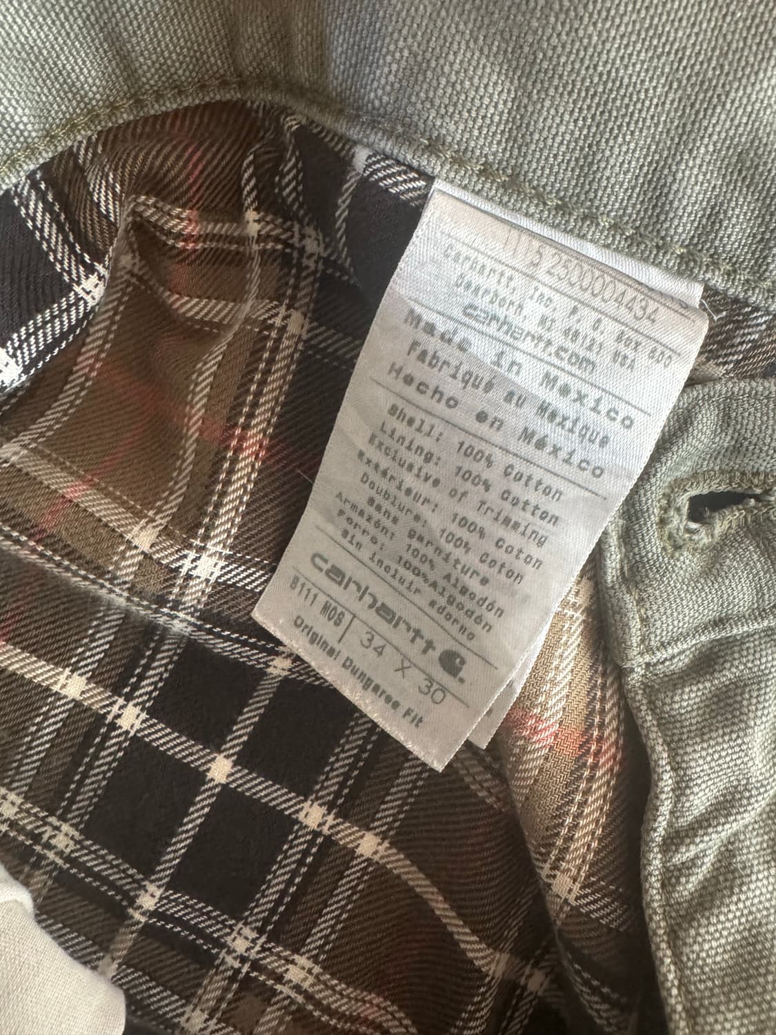 (34)칼하트 USA 체크라이닝 모스그린 카펜터 워크펜츠 상품이미지6