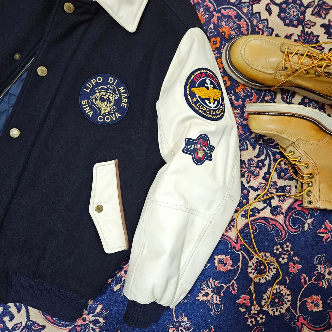 Lupo Di Mare Sina Cova in Japan 가죽 울 바시티 상품이미지4