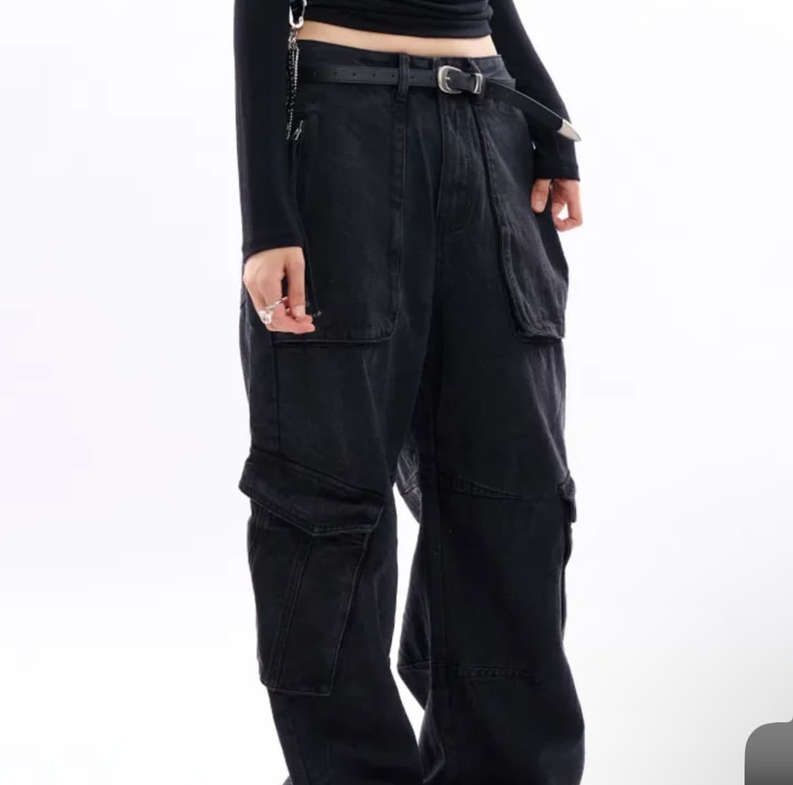 라우코하우스 카고 포켓 데님 팬츠 흑청 S 상품이미지4