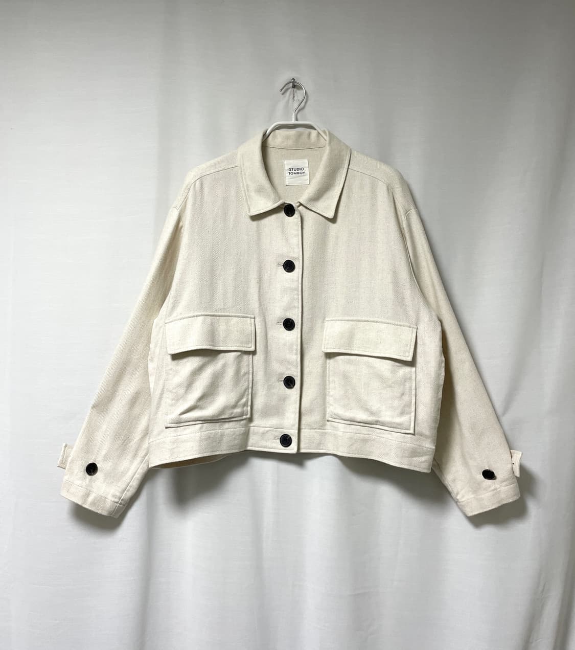 스튜디오톰보이 오버핏 린넨 레이온 헤링텅 자켓 Free _ 크림 상품이미지1