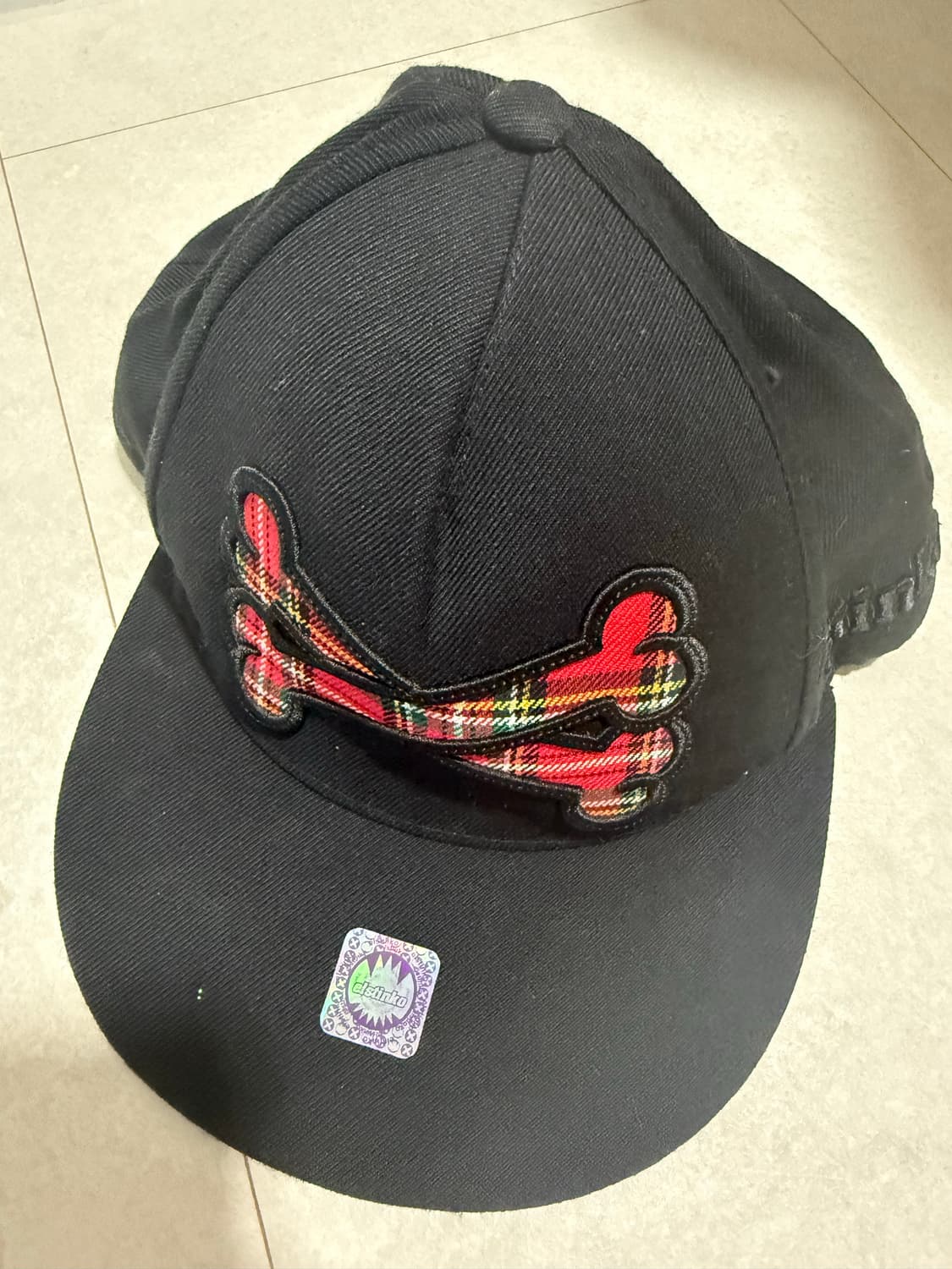 엘스팅코 캡모자 레드 타탄체크 펑크 빈티지 뼈다귀 상품이미지1