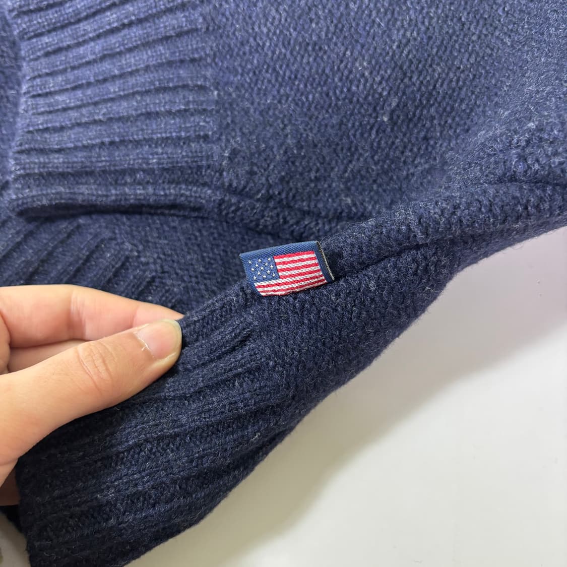 100 L 폴로 랄프로렌 네이비 모100% 어깨패치 크루넥니트 상품이미지4