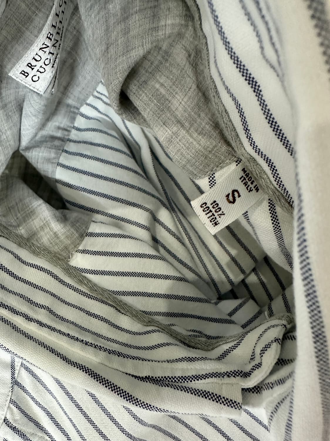 브루넬로 쿠치넬리 화이트 스트라이프 버튼다운 셔츠 상품이미지5