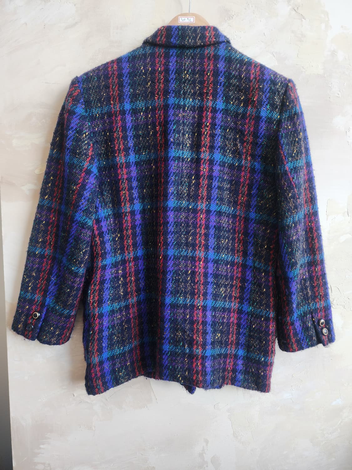 일본빈티지 트위드 퍼플 울 자켓 상품이미지4