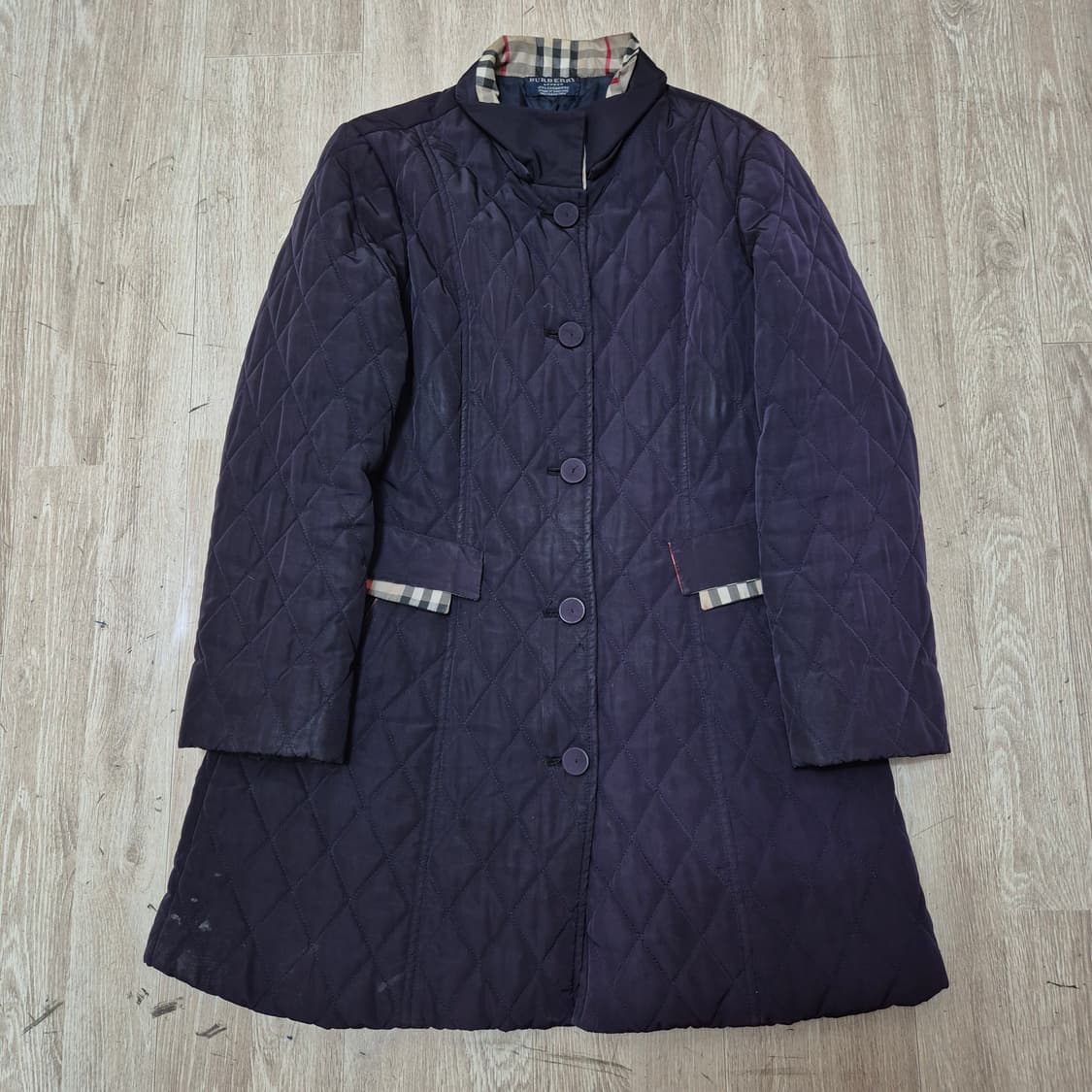 버버리 런던 노바체크 배색 롱 퀼팅자켓 XL(105) 상품이미지1