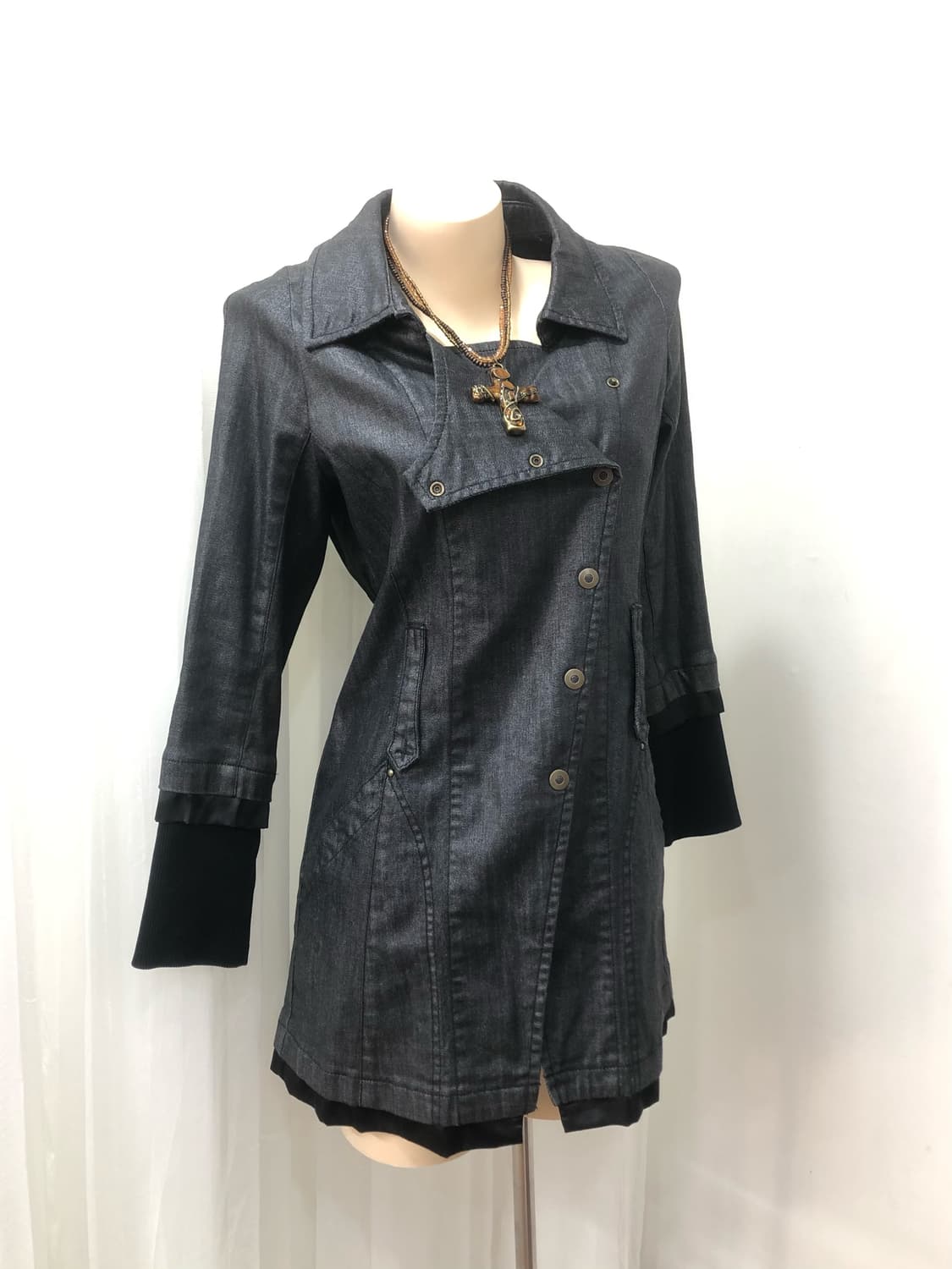dark denim trench style jacket dress 상품이미지1