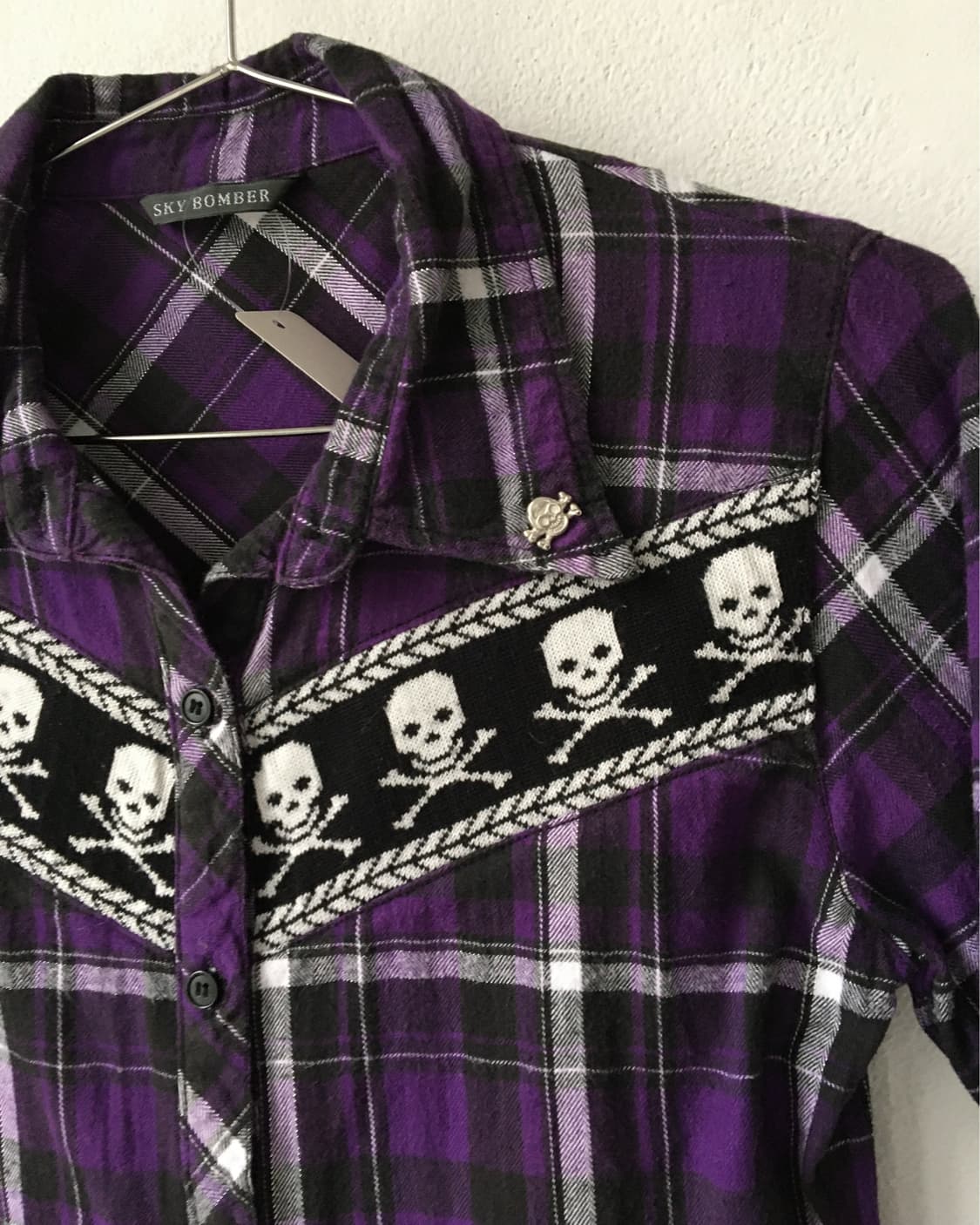 skull line point check pattern shirt 상품이미지5