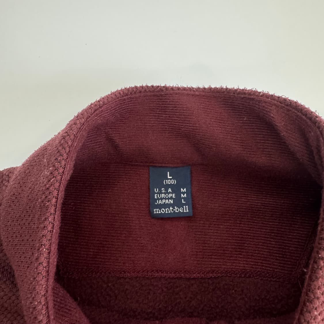 Mont bell 몽벨 버건디 하이넥 기모 반집업 상품이미지5