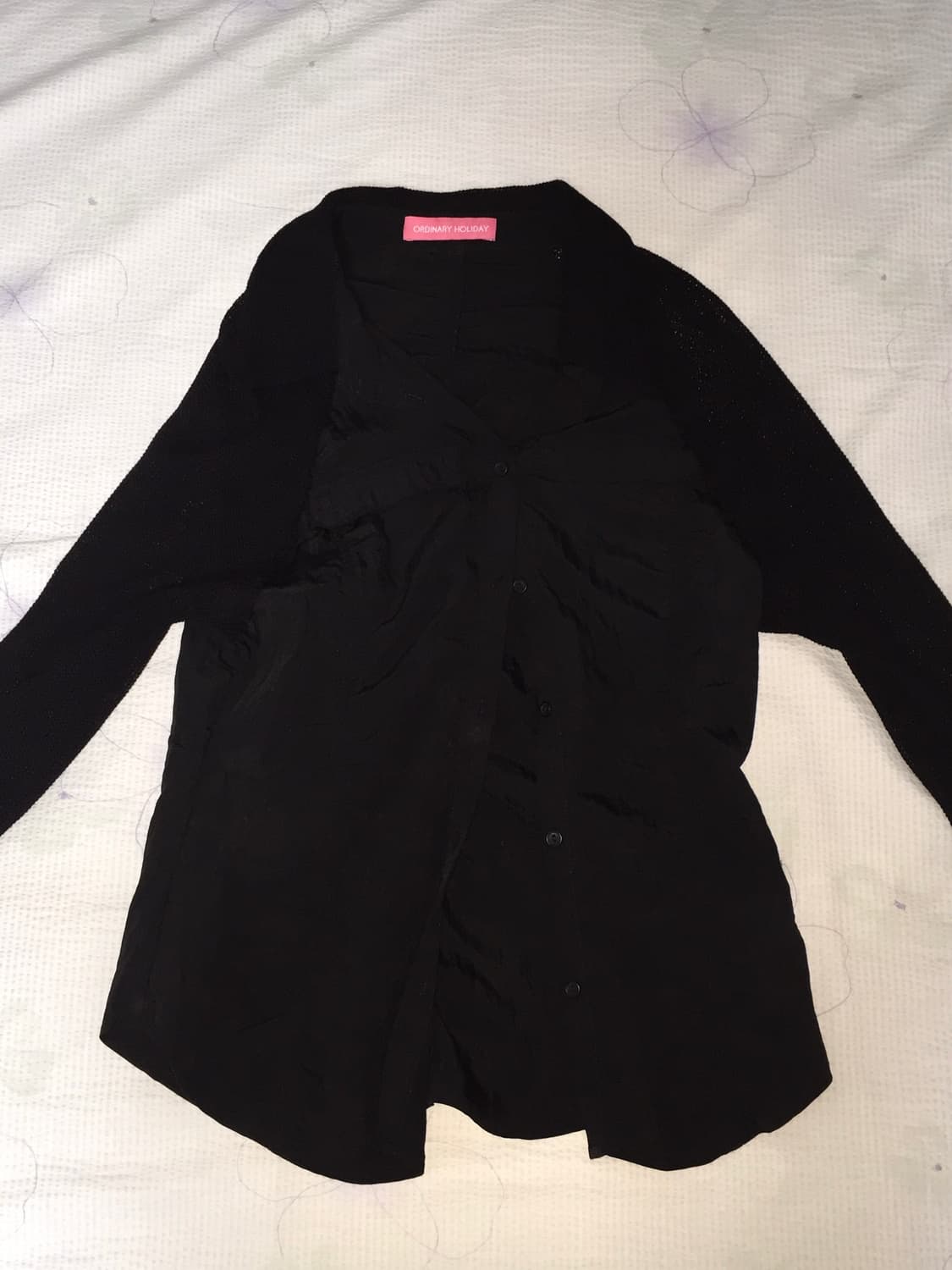 오디너리 홀리데이 니트 슬리브 셔츠 [BLACK] 상품이미지2