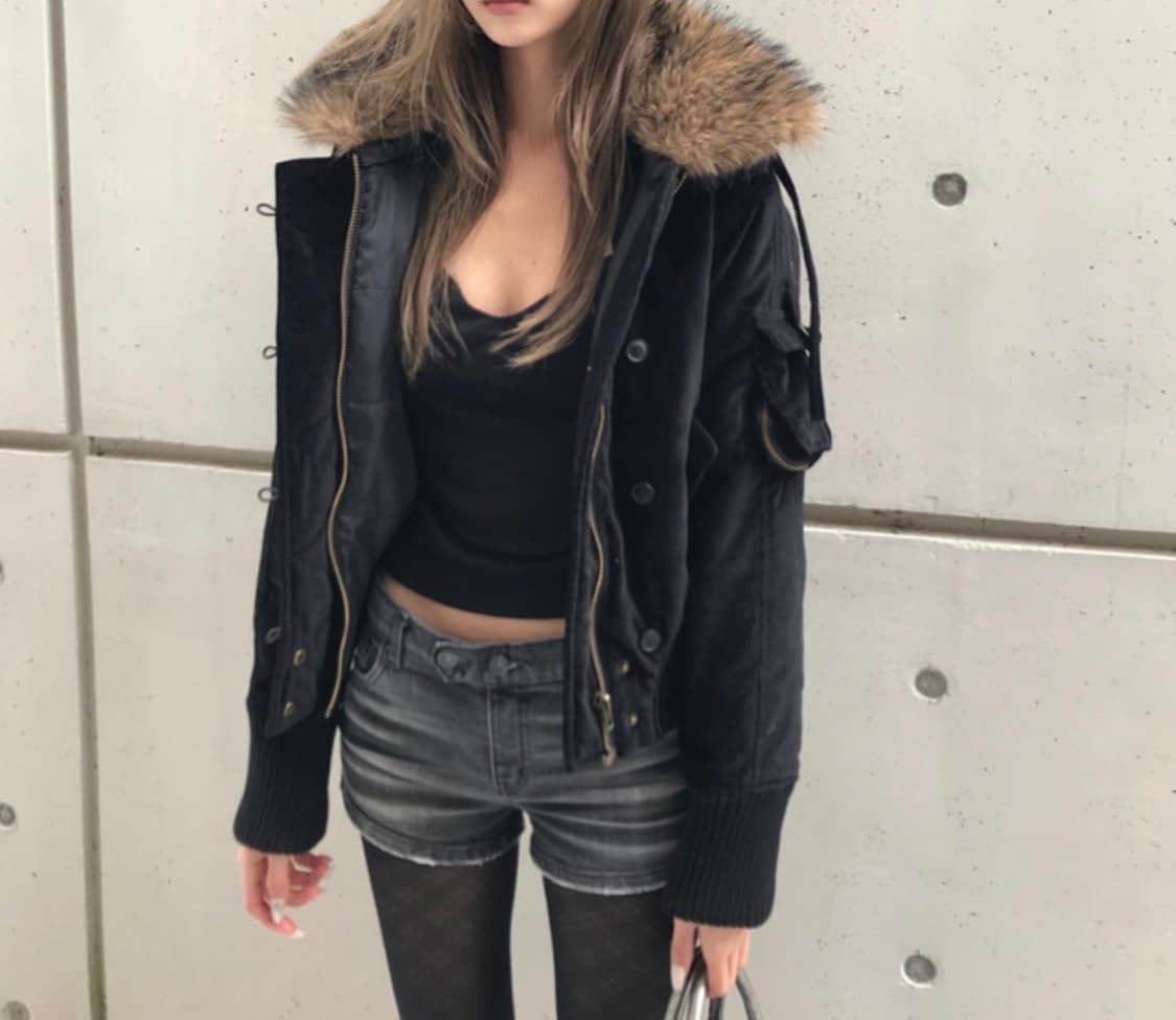 퍼후드 자켓 블랙 상품이미지1