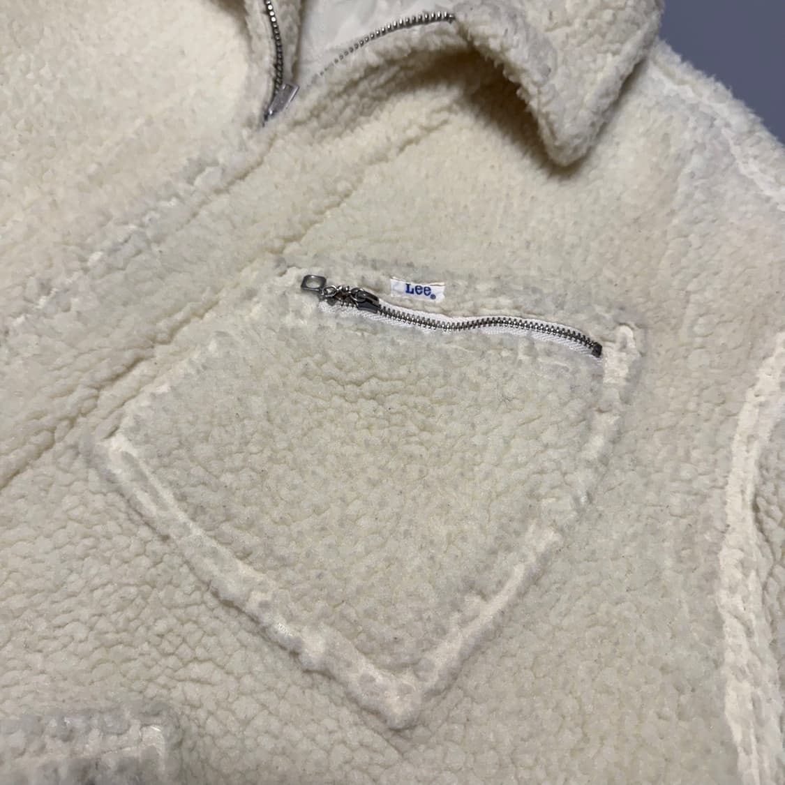 Lee x 빔즈(BEAMS) 아이보리컬러 쉐르파 91B 워크 자켓 상품이미지4