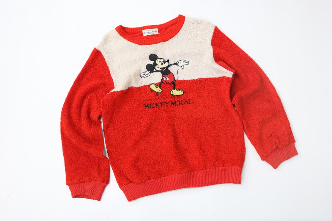  빈티지 미키 마우스 롤러스케이트 타월 니트 (L) 상품이미지2