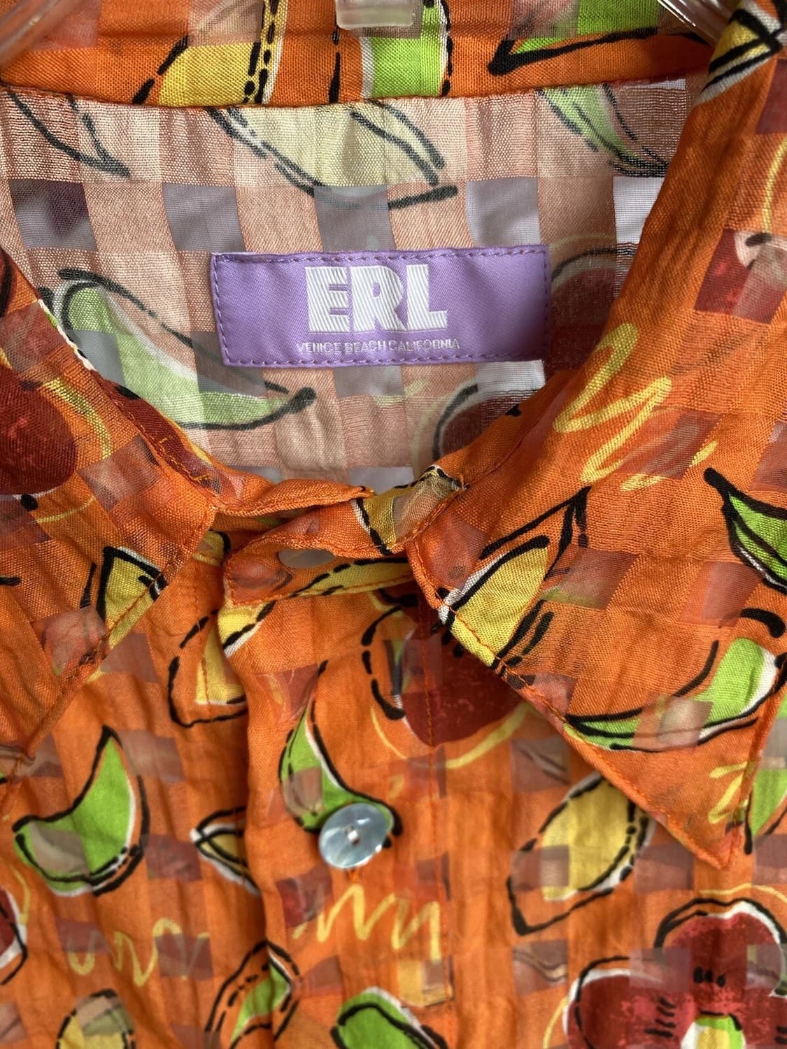 ERL 이알엘 플로럴 프린트 버튼 다운 셔츠 오렌지 상품이미지2