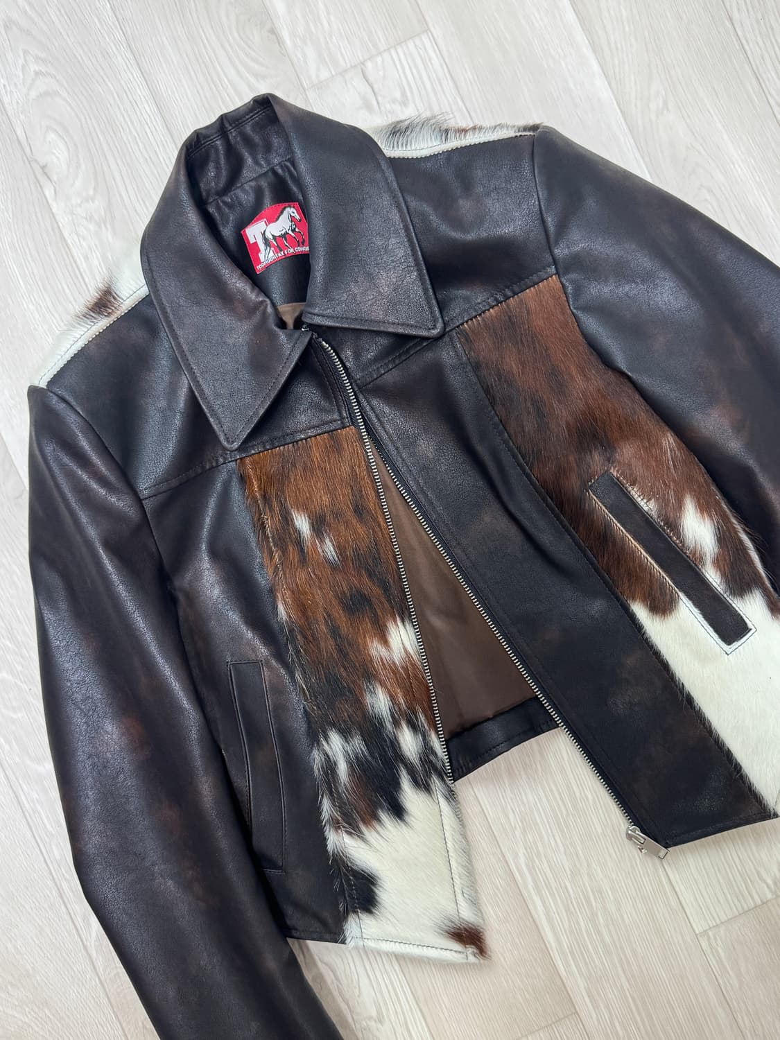 투머치택스 TMT 헤어리 레더 어시메트릭 자켓 / 브라운 / S사이즈 상품이미지6