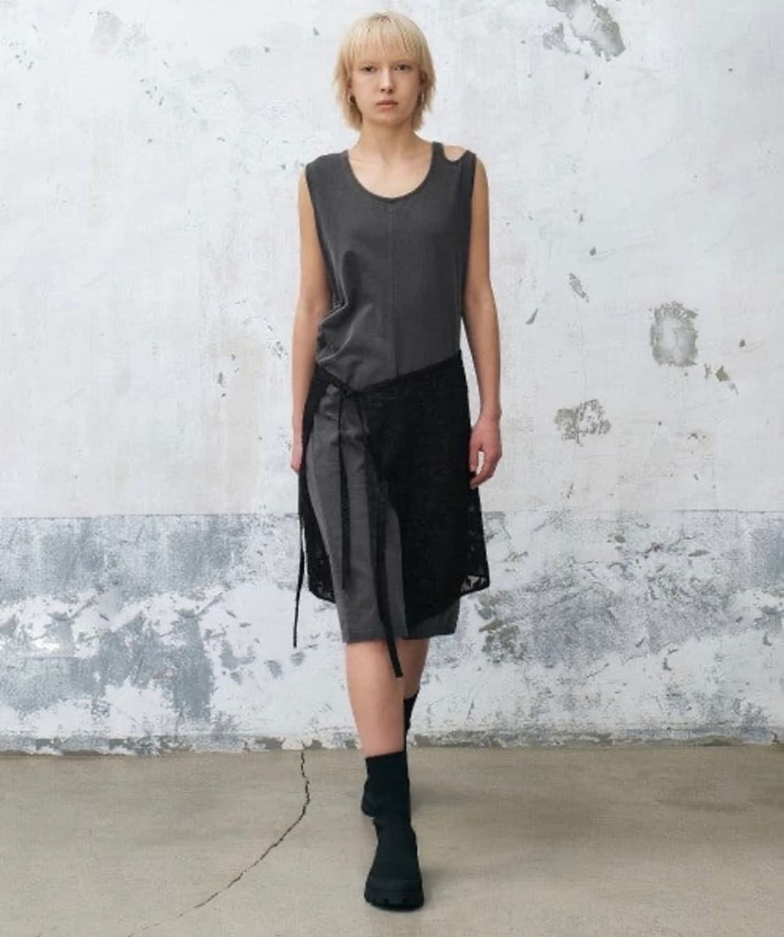 JACQUARD LAYERED SKIRT (black) 상품이미지1