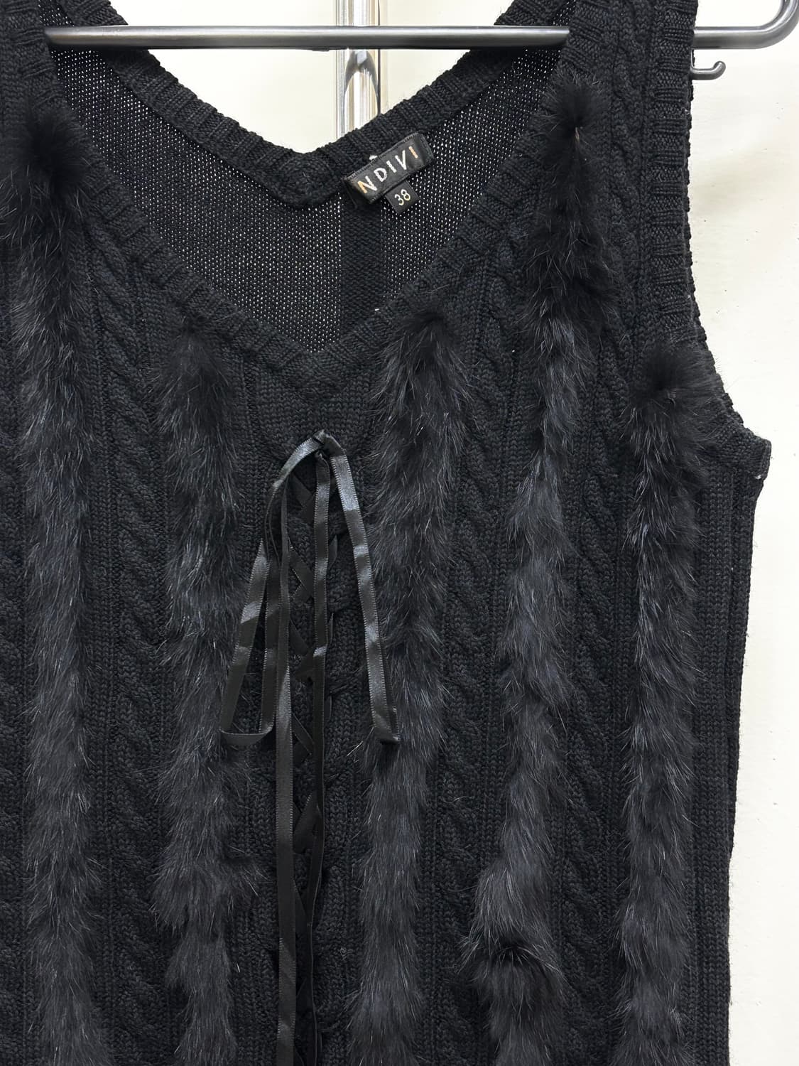 빈티지 블랙 니트 슬리브리스 상품이미지5