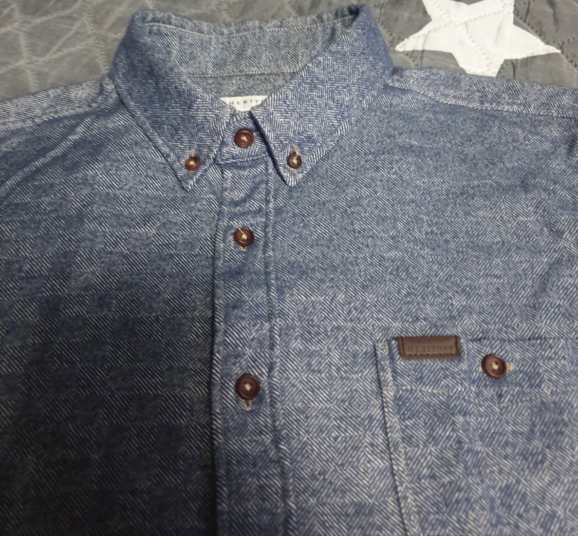 헤리토리 슬림핏 헤링본 클래식 코튼 긴팔셔츠 (XL) 상품이미지2