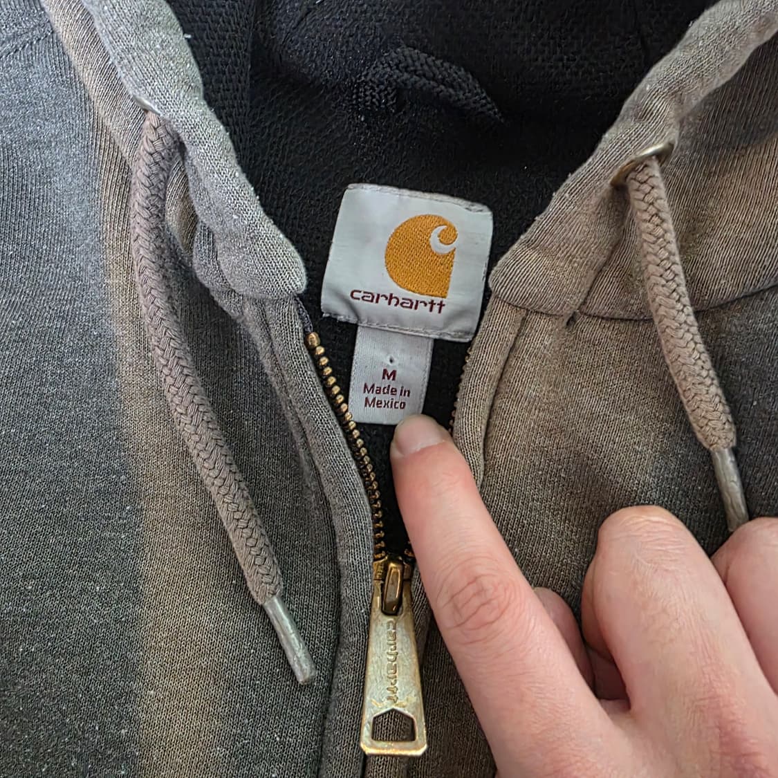 [XL] Y2K 칼하트 더블페이스 트래쉬드 썬페이드 써멀 후드집업 그레이 상품이미지9