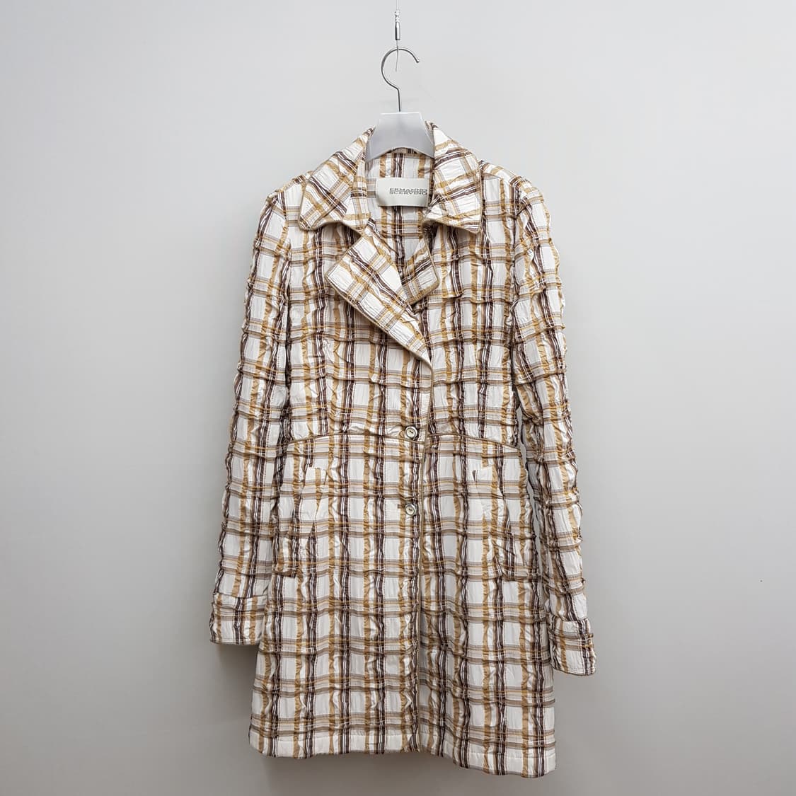 에르마노 설비노 체크 텍스처 트렌치 코트 IT 42사이즈 상품이미지1