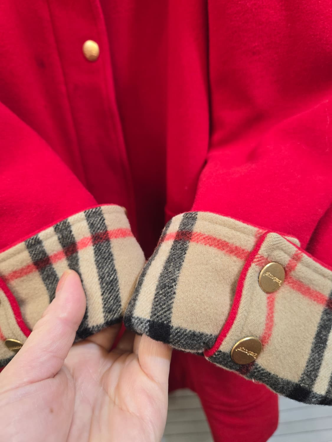 버버리 더플 롱 코트 레드 상품이미지8