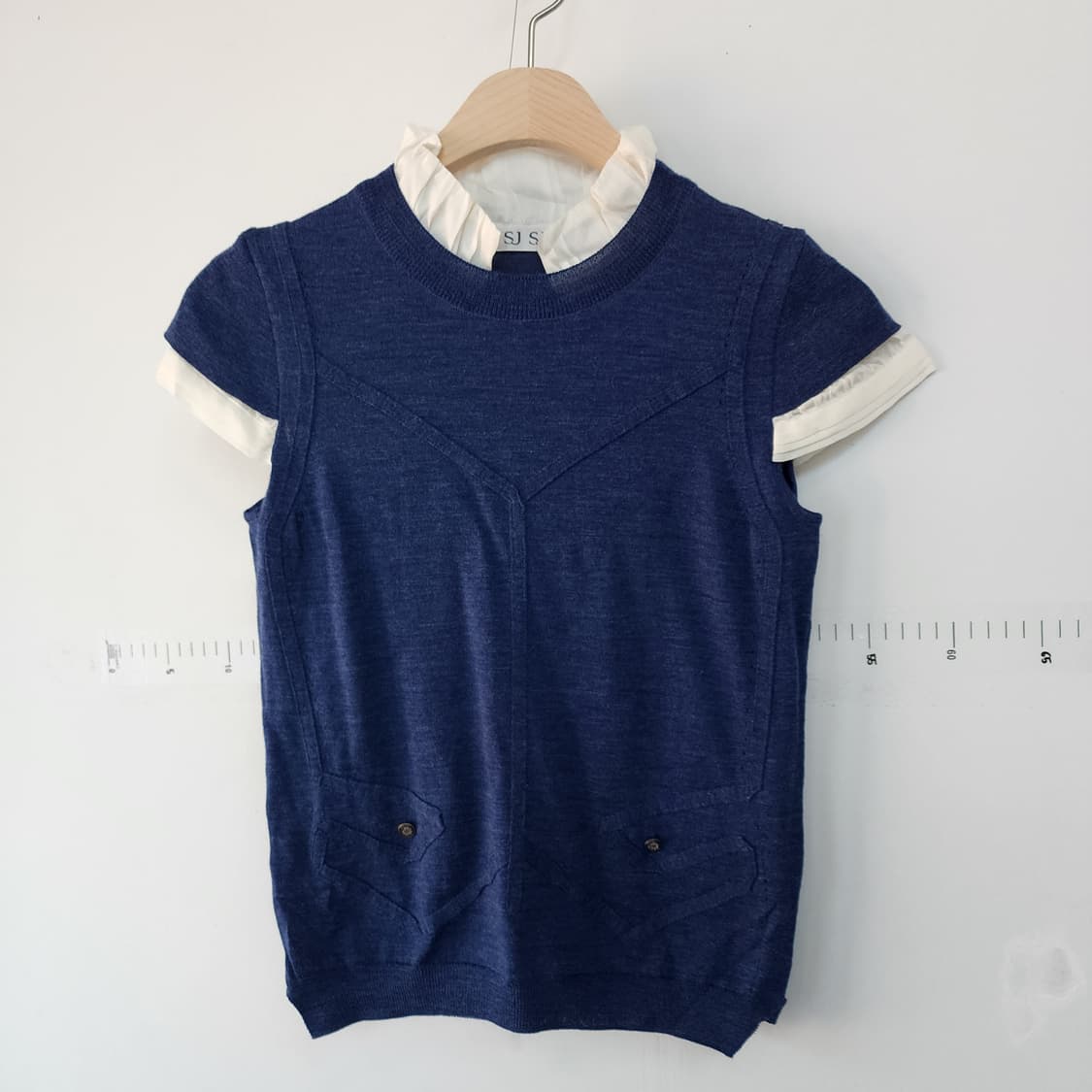 SJSJ 레이어드 니트 조끼 블라우스 상품이미지1