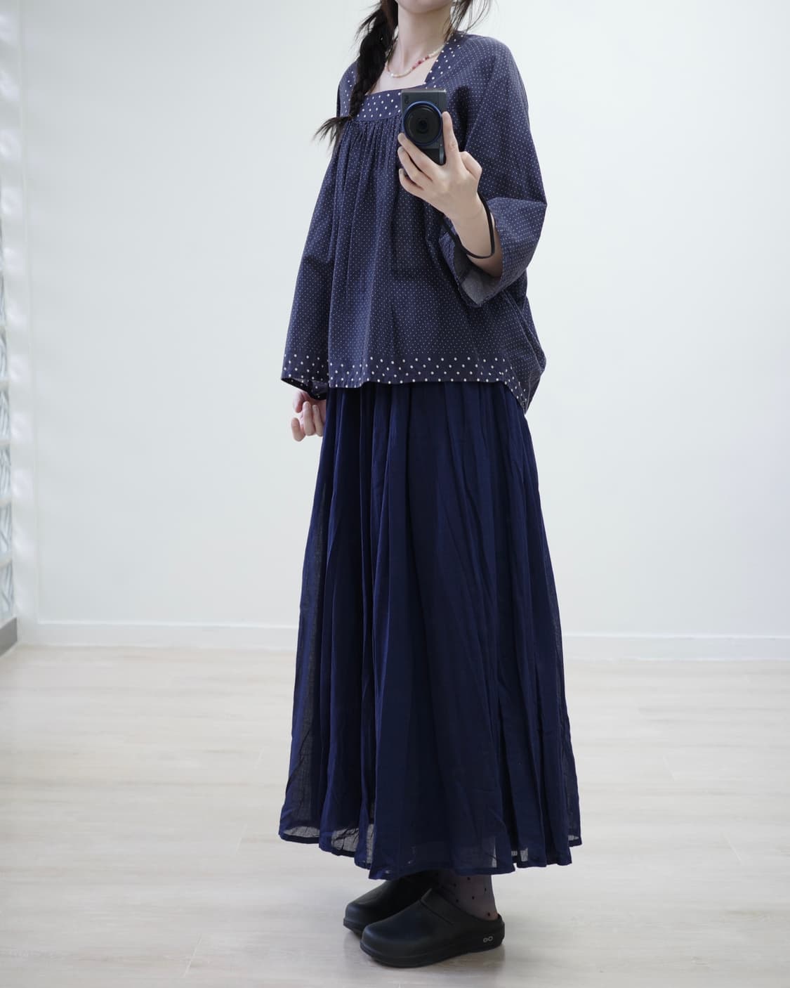 Mayme navy dot square blouse 상품이미지2