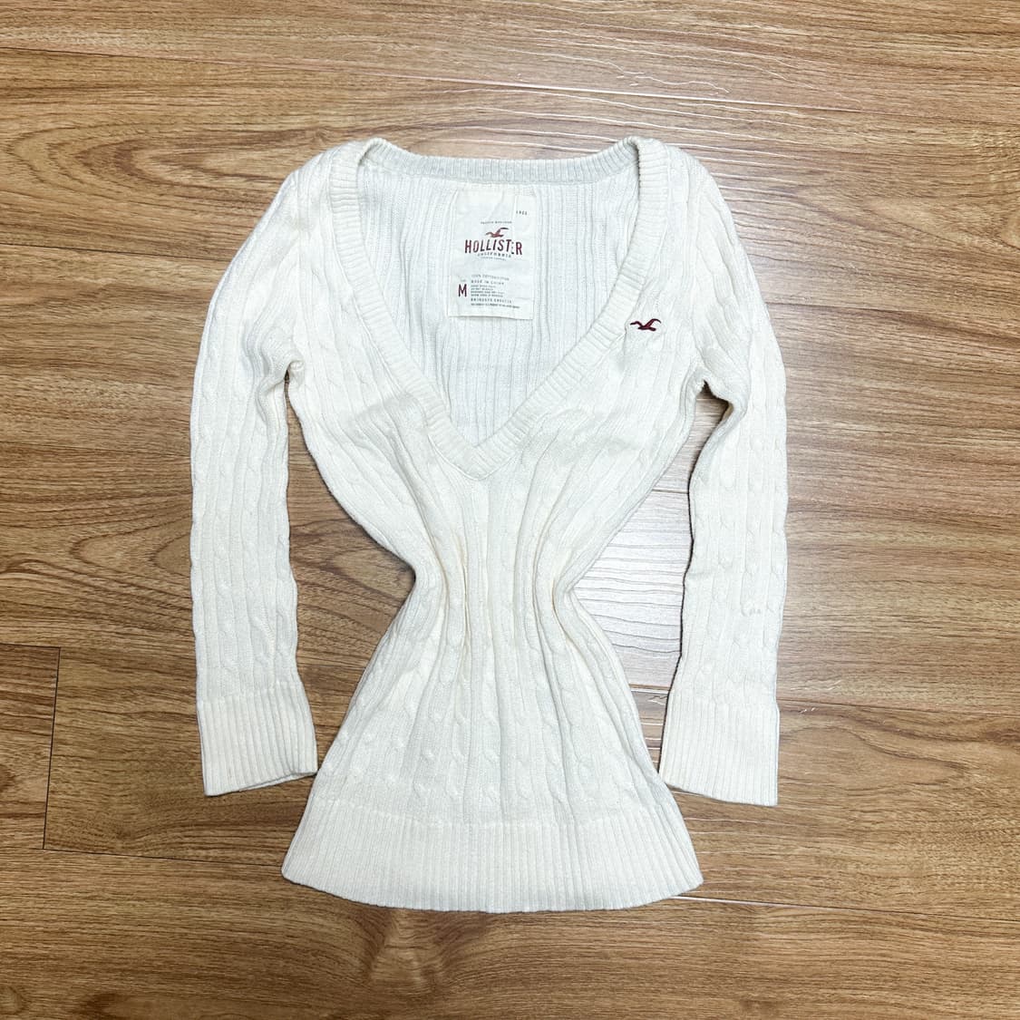 빈티지 홀리스터 화이트 케이블 니트 티셔츠 오네갸루 고딕 오리엔탈 달천깔 상품이미지1
