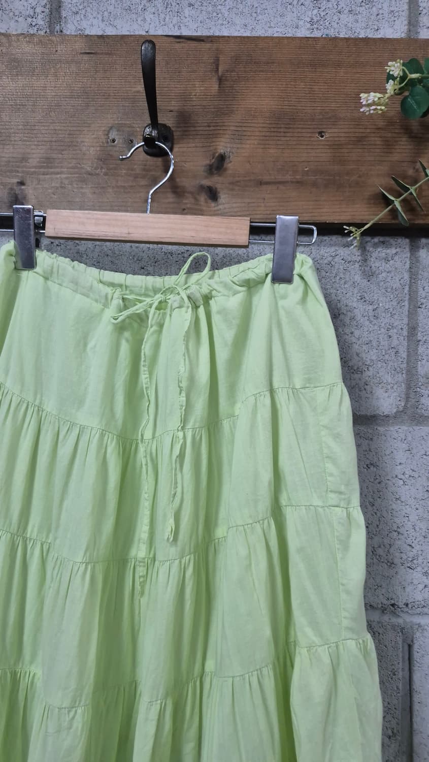 빈티지 연두 캉캉 면 스커트 모리걸 하구미룩  상품이미지2
