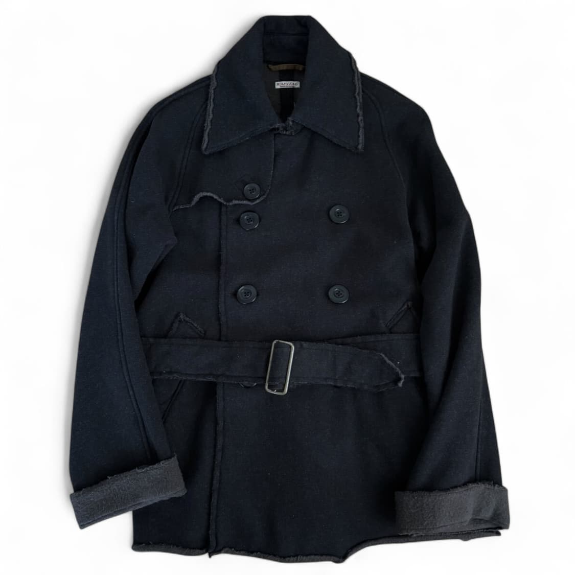 캐피탈 컷아웃 디자인 가공 벨티드 울 피코트 레이디스 상품이미지1