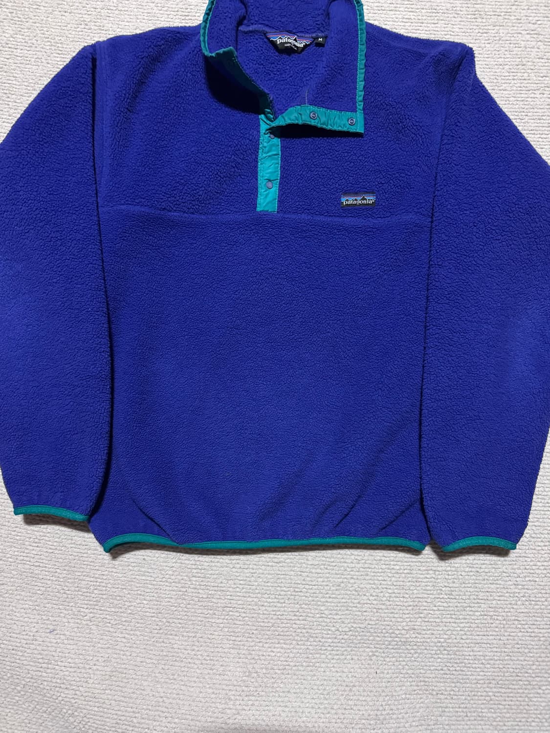 80s USA 파타고니아 신칠라 스냅티 블루퍼플 M 상품이미지4