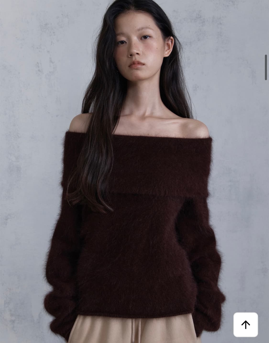 오디에스 플렌치 앙고라 오프숄더 버건디 상품이미지2