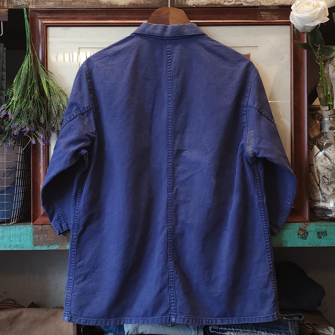 60s 프렌치 워크자켓 프렌치자켓 페이딩 블루 데미지 사파리 자켓 48 상품이미지3