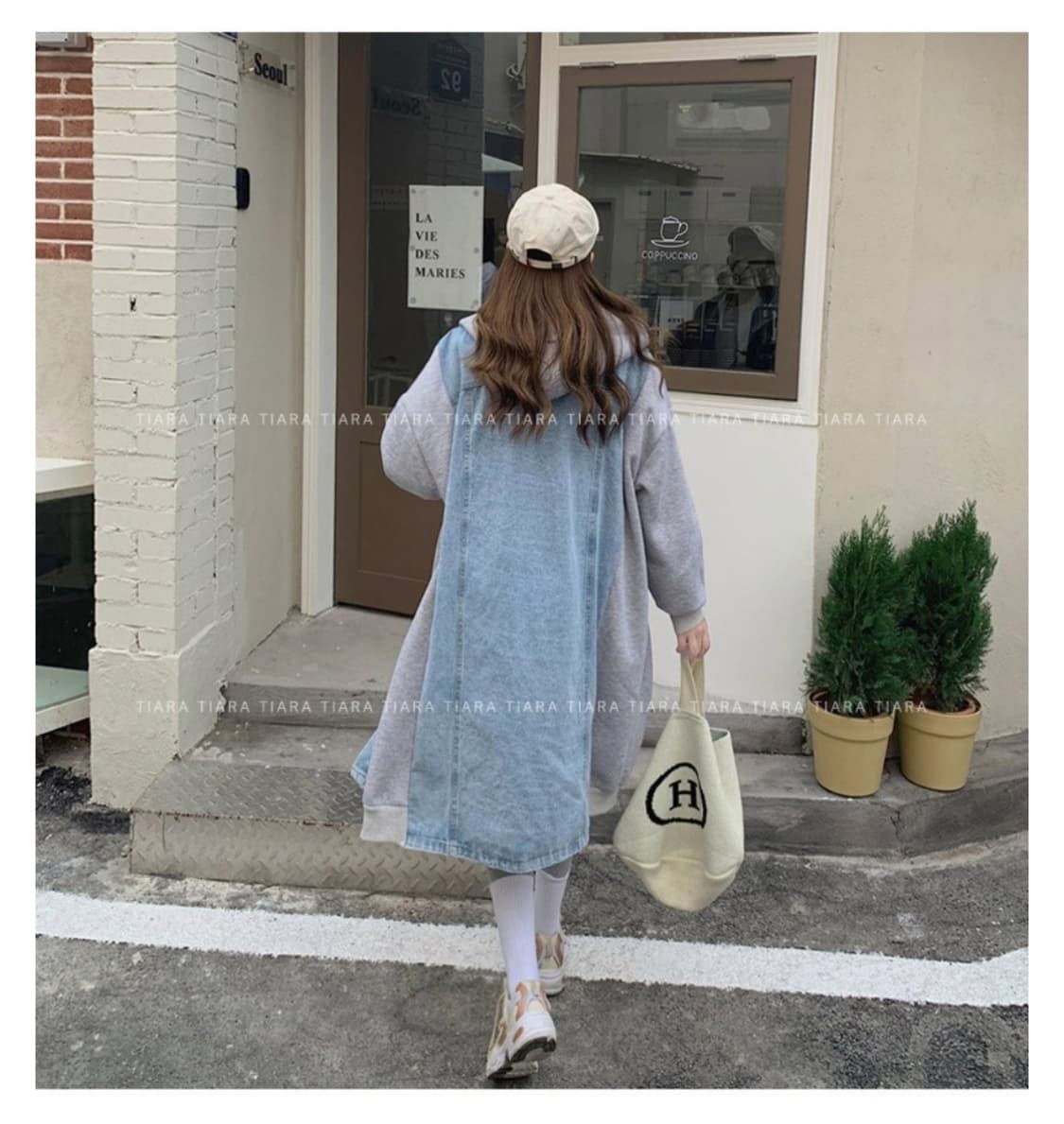 오버핏 후드 데님 롱 자켓 상품이미지4