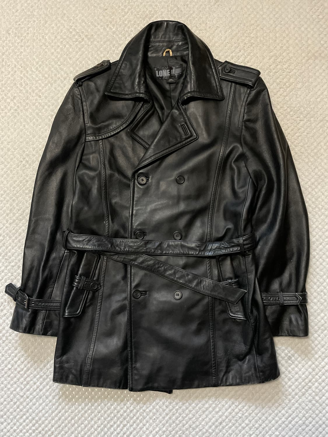 JUUN.J 준지 정욱준 LONE 웨스턴 무드 양가죽 더블 레더 코트 상품이미지1