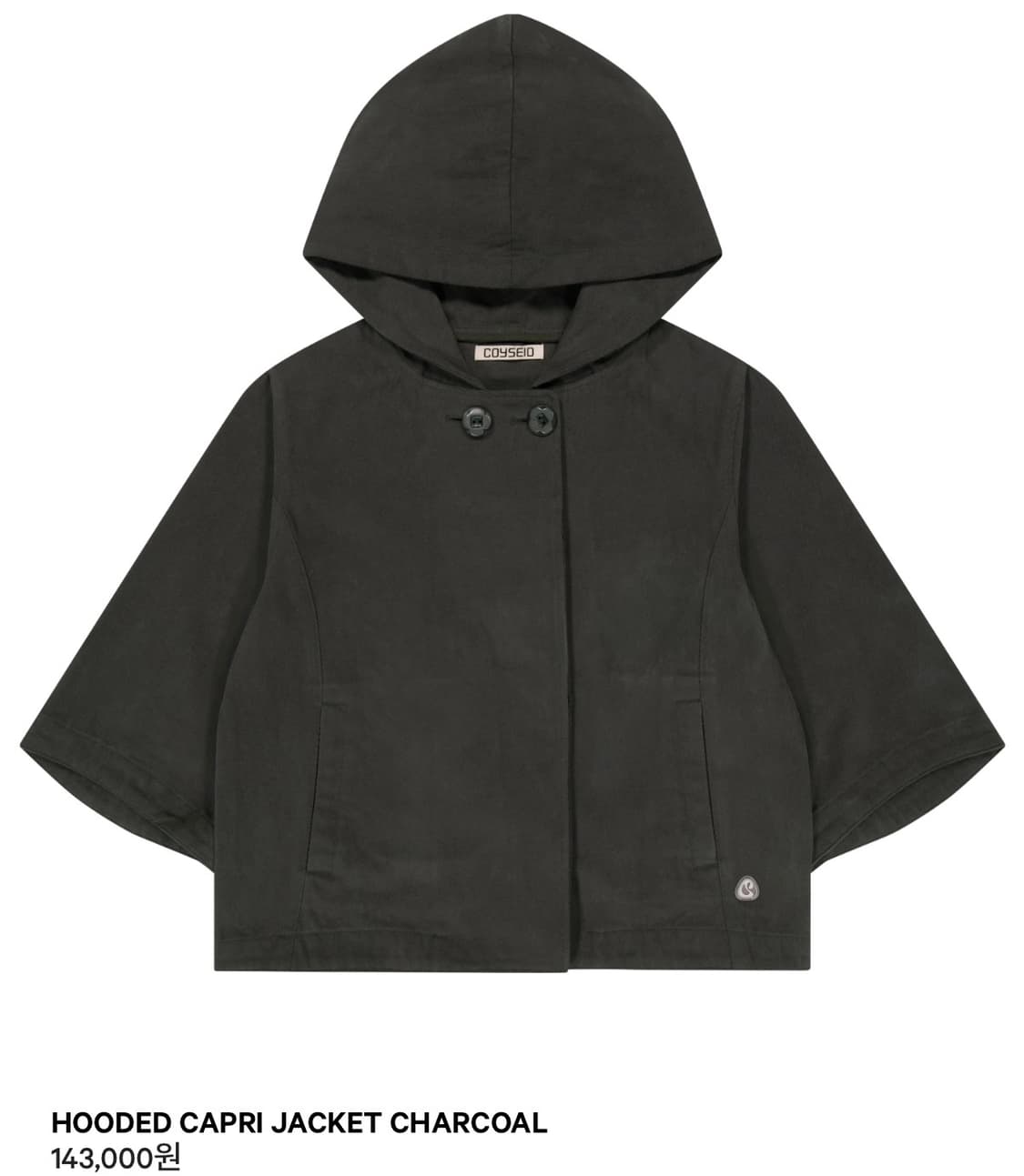 코이세이오 후디드 카프리 자켓 차콜 상품이미지1