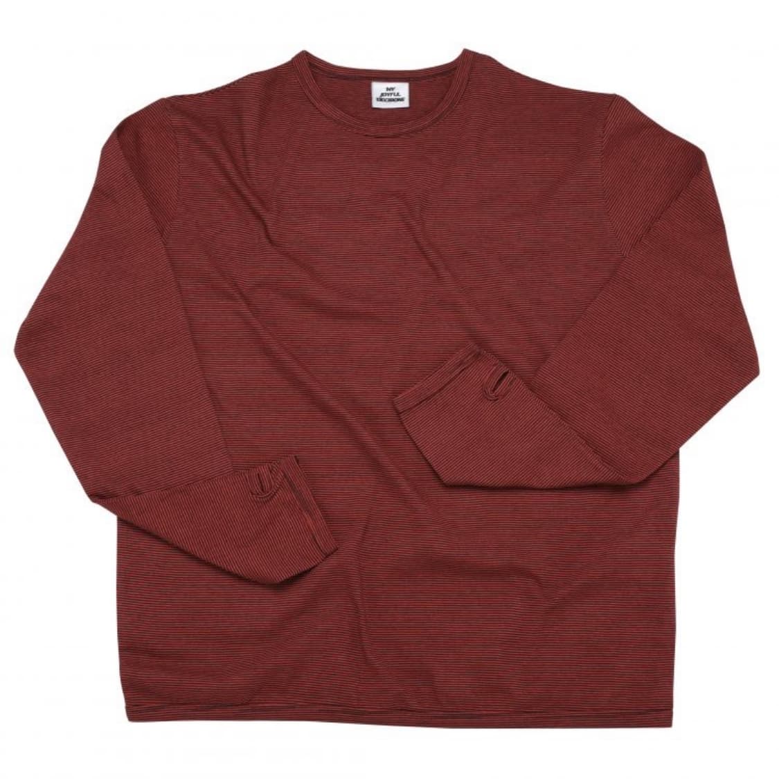 [M] MJD 스트라이프 핑거홀 롱슬리브 레드 상품이미지1