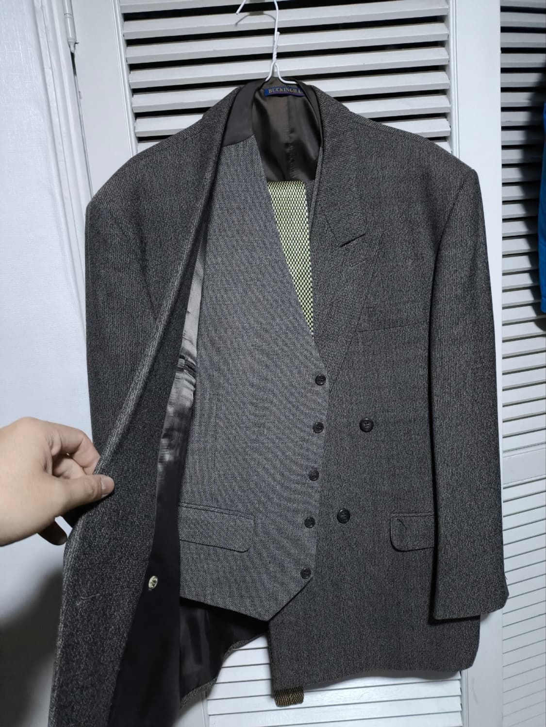 EL사이즈 에스카드릴 헤링본 풀세트 넥타이 베스트 정장 셋업 상품이미지10