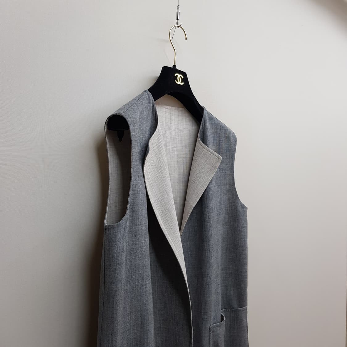 FEDELI 페델리 이탈리아 양면 리버시블 그레이 롱 베스트 it 44 상품이미지3
