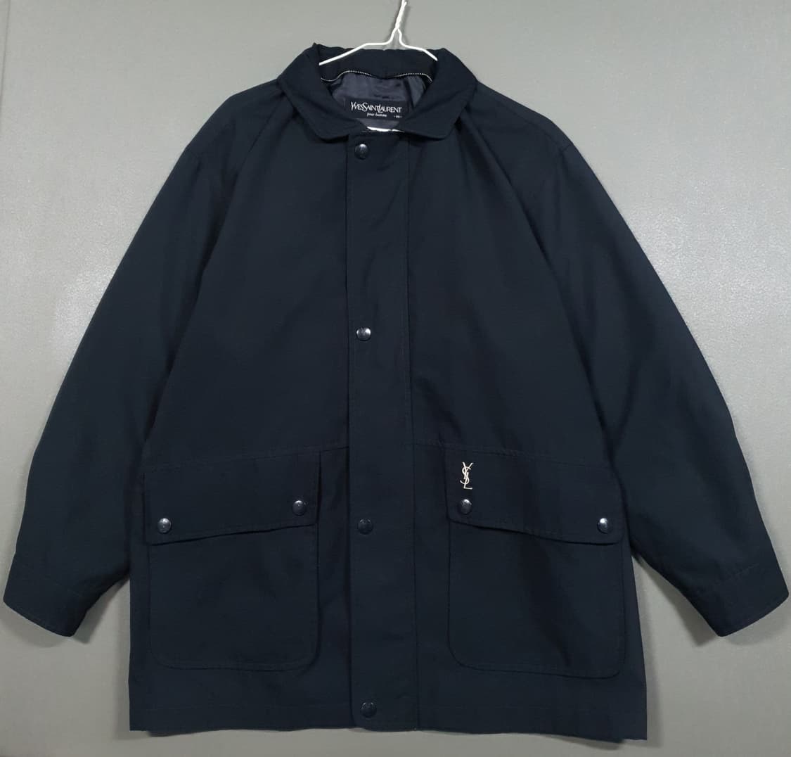 실측 XL) YSL 입생로랑 빅포켓 버튼 폴리쉘 블루종 자켓 블랙 상품이미지2