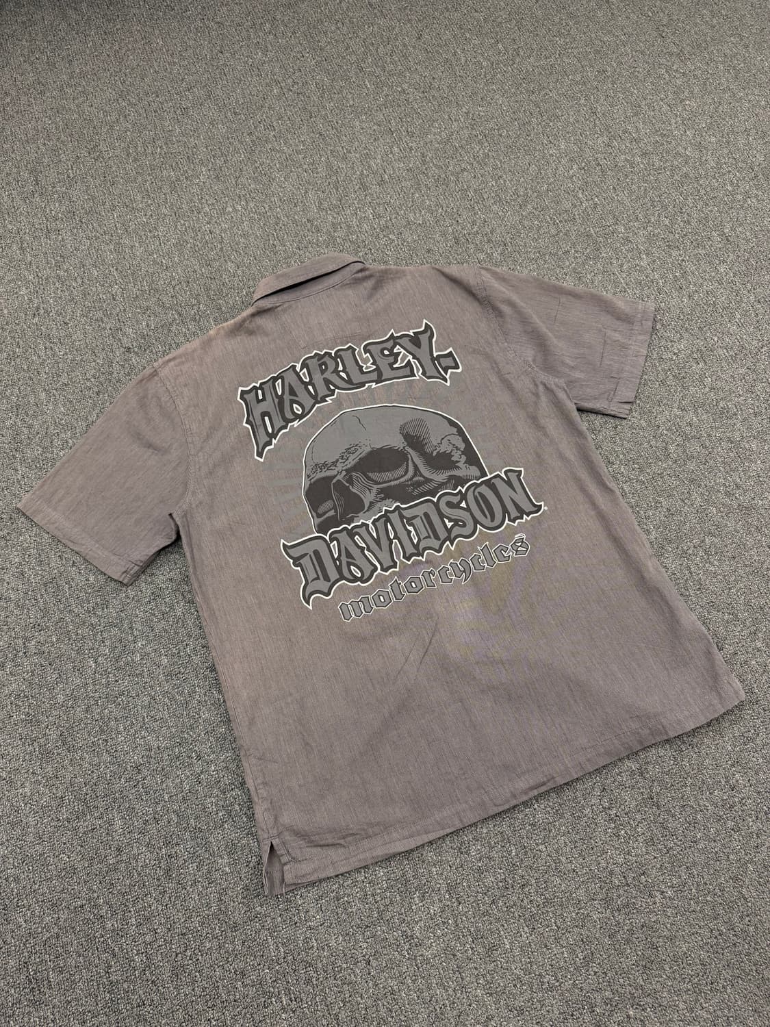 M) 할리데이비슨 빈티지 워싱 스컬 프린팅 코튼 반팔 셔츠 상품이미지4