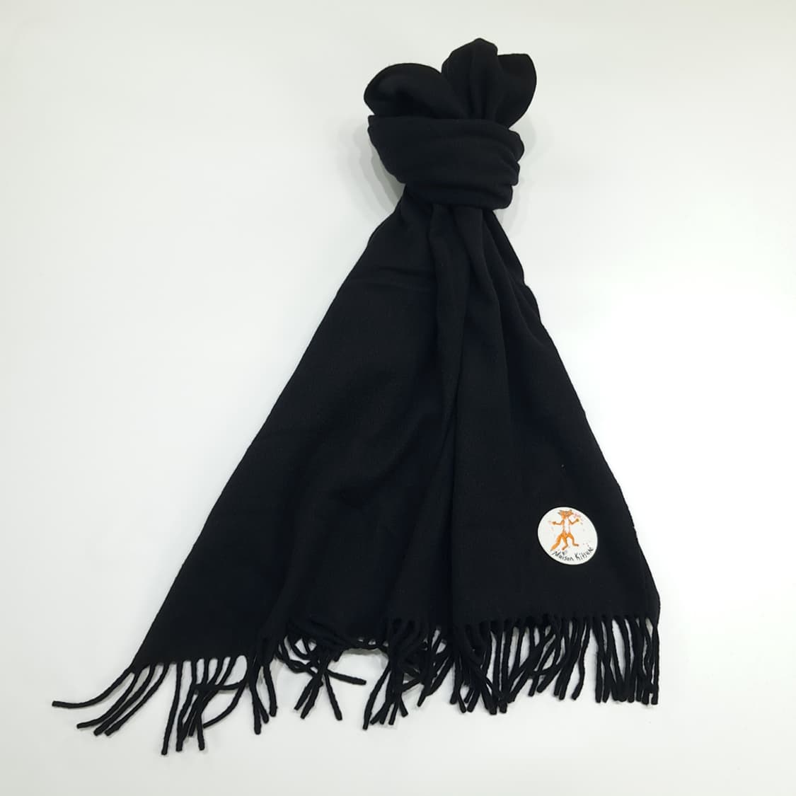 MX103 메종드 키츠네 블랙 버진울 빅사이즈 목도리 머플러 상품이미지1