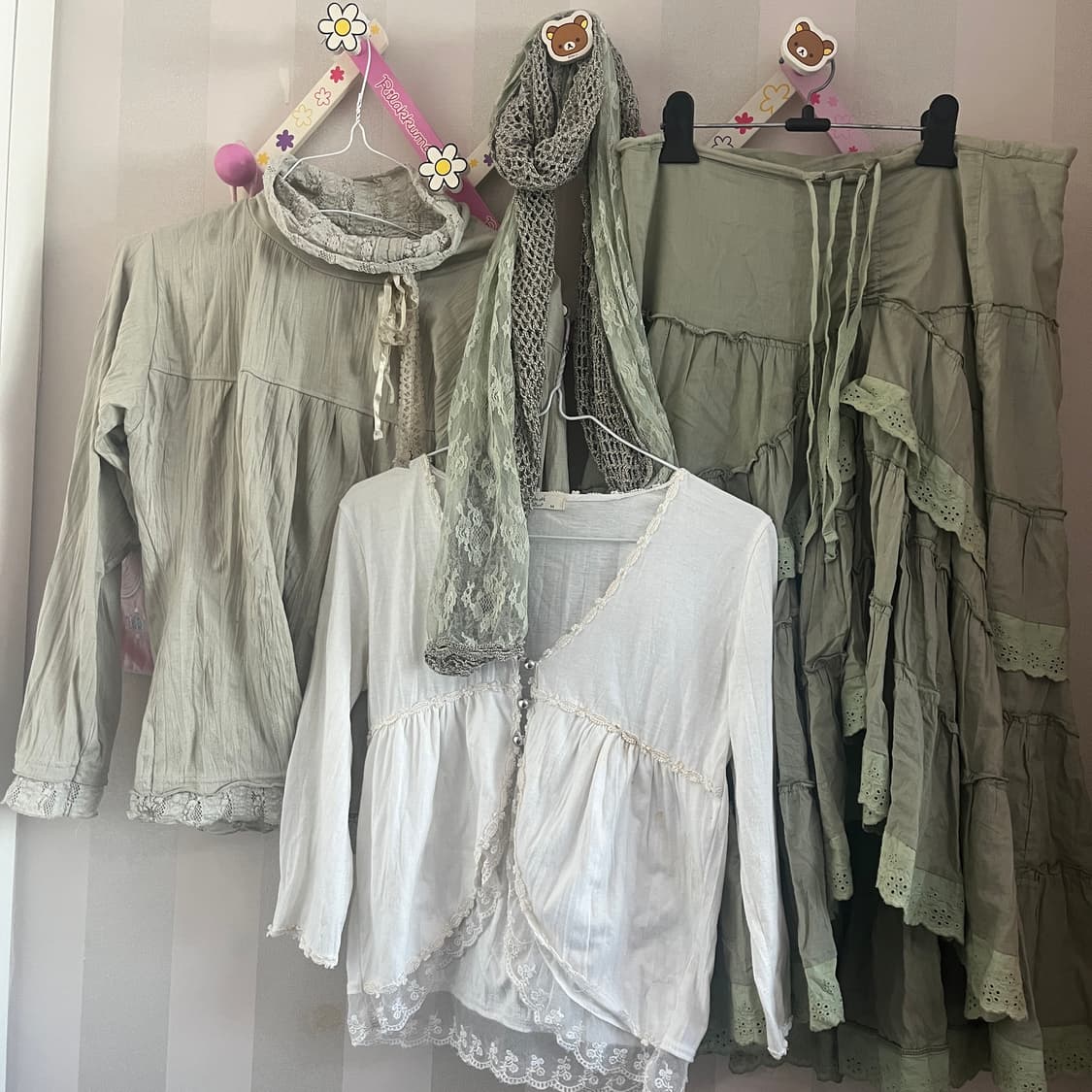 빈티지 페어리 대장세트 머플러그린캉캉언발롱스커트이너아오이유우하구미코디세트 상품이미지2