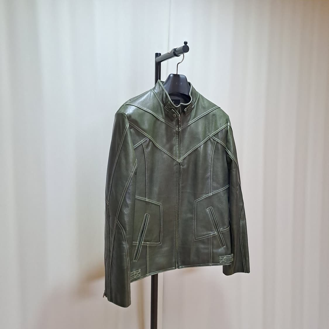 산양가죽 카키 절개스티치 싱글자켓 100 B45 상품이미지3