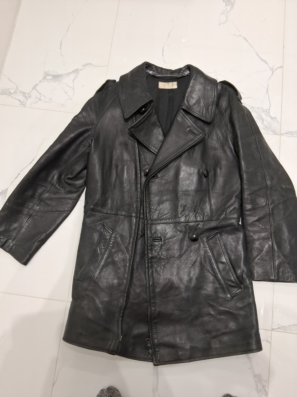 70' 빈티지 프랑스군 모터싸이클 가죽자켓 상품이미지1