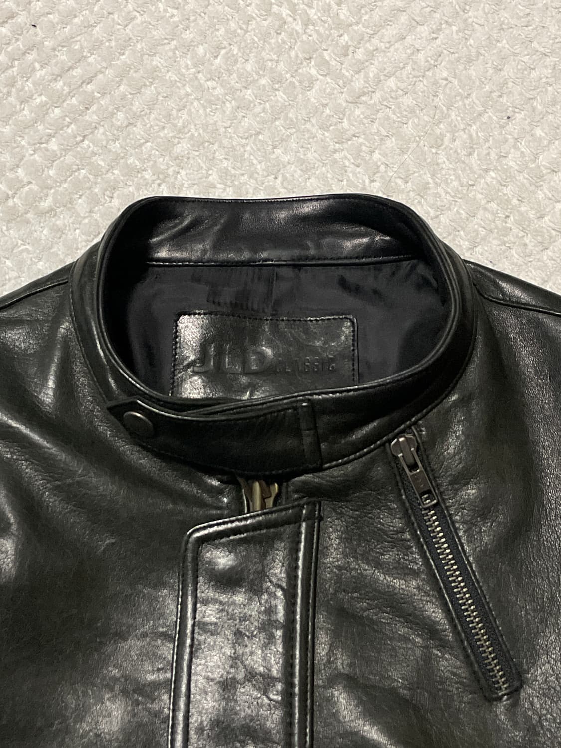 JLD 웨스턴 무드 2WAY 램스킨 양가죽 바이커 레더 자켓 다크 그린 상품이미지4