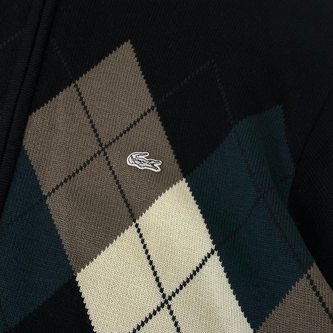 라코스테 실버로고 아가일 니트 집업 상품이미지3