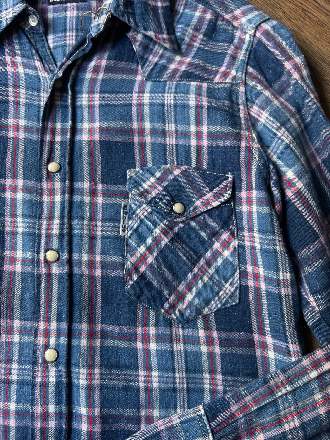 [M]BLUEBLUE 블루블루 인디고 다잉 버튼다운 웨스턴 셔츠 상품이미지3